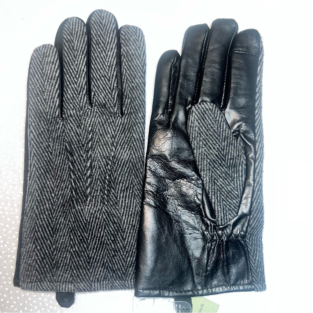Goodfellow & Co Black And Gray Leather Gloves M/L